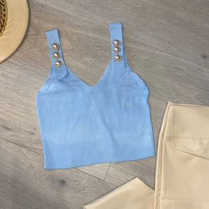 Lacey blouse and bralet set - blue