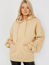 Load image into Gallery viewer, Nora ruched sleeve hoodie - nude