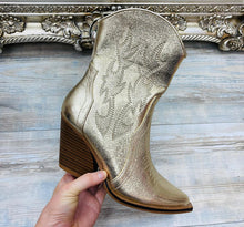 Load image into Gallery viewer, Shaney cowboy ankle boots - gold