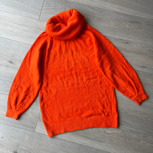Oversized roll neck knit jumper - orange