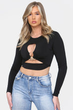 Load image into Gallery viewer, Liza cut out ring front crop top - black