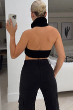 Load image into Gallery viewer, Korinne ribbed knit roll neck backless top - black