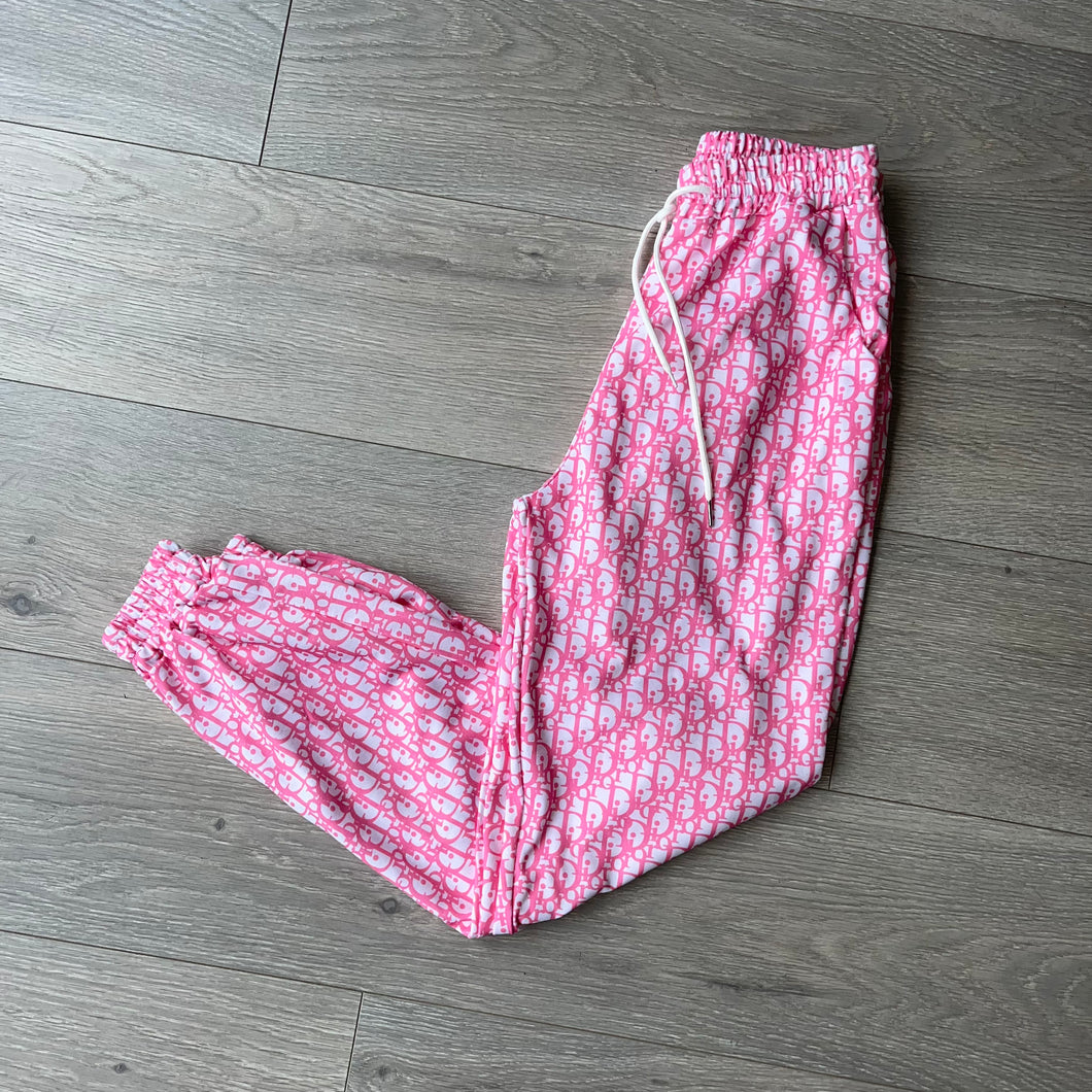 Pink print casual joggers