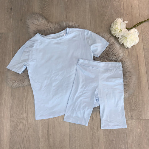 Myla tee and cycling shirt set - blue
