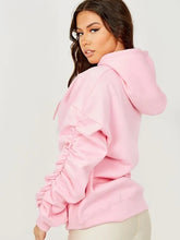 Load image into Gallery viewer, Nora ruched sleeve hoodie - pink